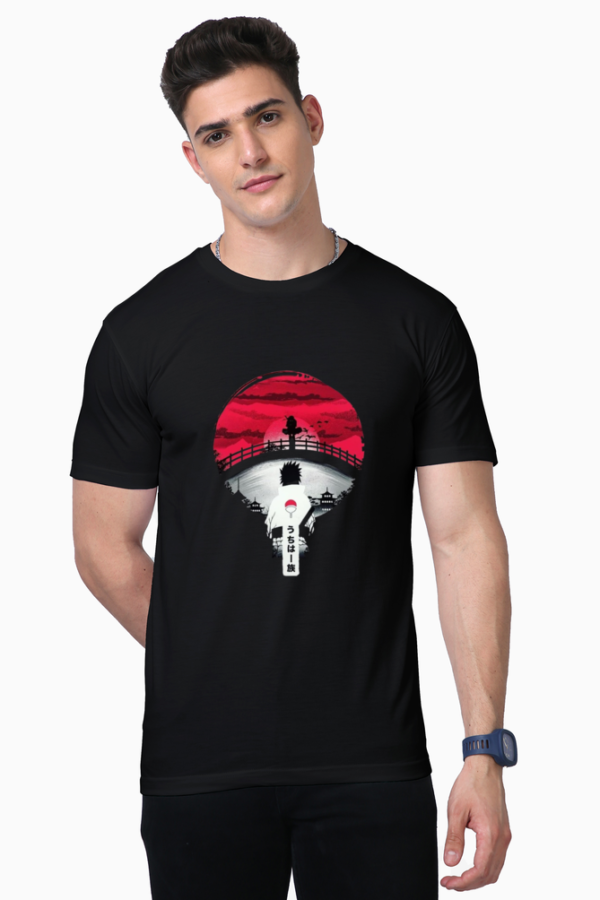 Men Black Supima Neck T-shirt Half Sleeve